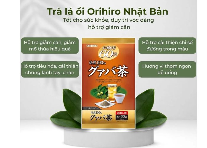 Trà giảm cân tinh chất lá ổi Orihiro là sản phẩm chức năng hỗ trợ giảm cân dạng trà, được sản xuất bởi hãng Orihiro Nhật Bản