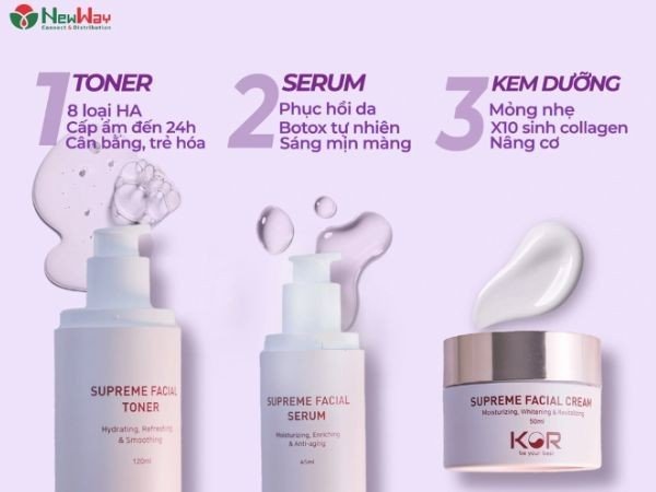 Sản phẩm KOR giúp dưỡng ẩm, dưỡng sáng và hỗ trợ giảm nguy cơ lão hóa da cho làn da phụ nữ Việt (Ảnh: Newway.vn).