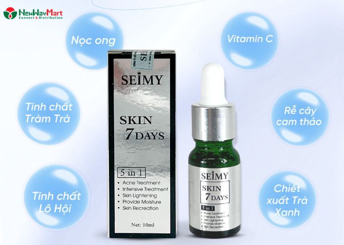 Serum Seimy Skin 7 Days chứa được nhiều bộ phận dược thảo chất lượng tốt cho tới mức độ khỏe