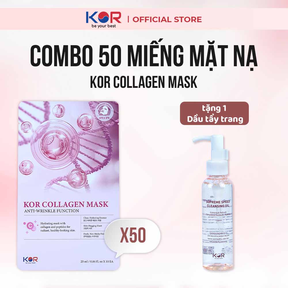 COMBO 50 Miếng mặt nạ KOR COLLAGEN MASK - ANTI WARINKLE FUNCTION