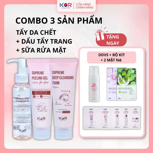 Bộ Làm Sạch Chuyên Sâu ( Tẩy da chết + Dầu tẩy trang + Sữa rửa mặt )