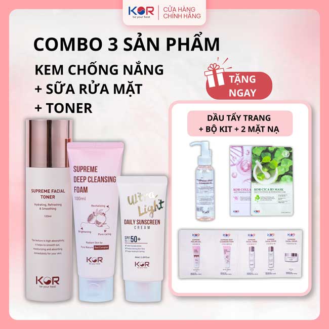 Bộ Bảo Vệ Mỗi Ngày ( Kem chống nắng + Sữa rửa mặt + Toner )