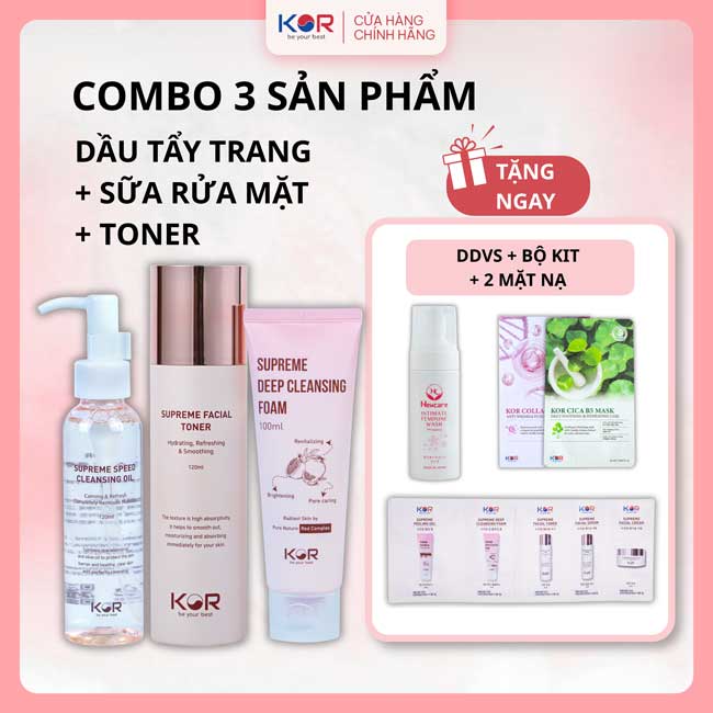 Bộ Da Sạch Khỏe ( Dầu tẩy trang + Sữa rửa mặt + Toner )