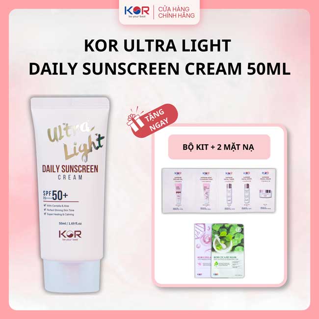Kem chống nắng KOR Tặng Bộ Kit + 2 Mặt nạ