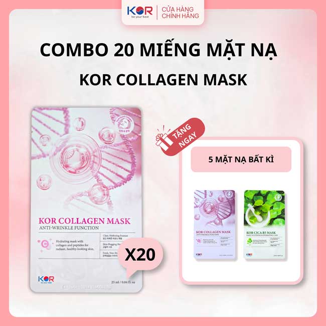 COMBO 20 Miếng mặt nạ KOR COLLAGEN MASK - ANTI WARINKLE FUNCTION