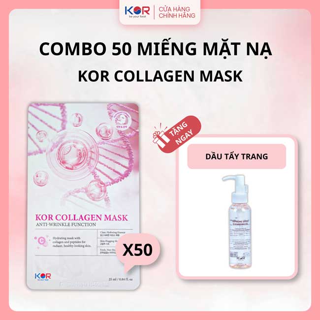 COMBO 50 Miếng mặt nạ KOR COLLAGEN MASK - ANTI WARINKLE FUNCTION