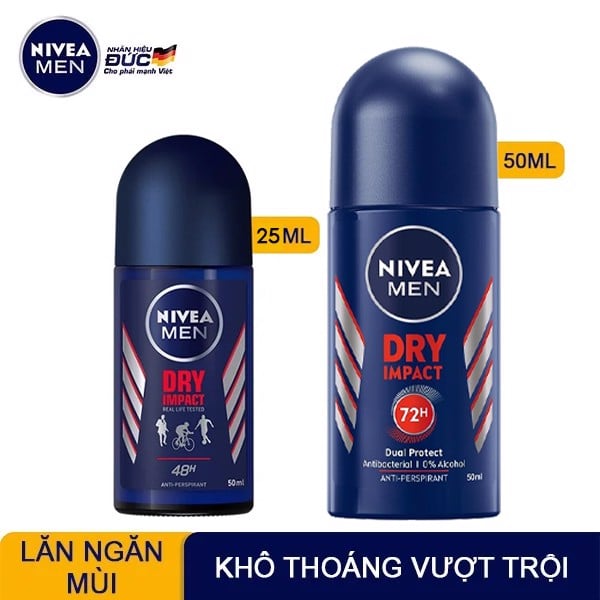 Lăn Khử Mùi Cho Nam Khô Thoáng Nivea Men Dry Impact Anti-Perspirant Roll On 50ml
