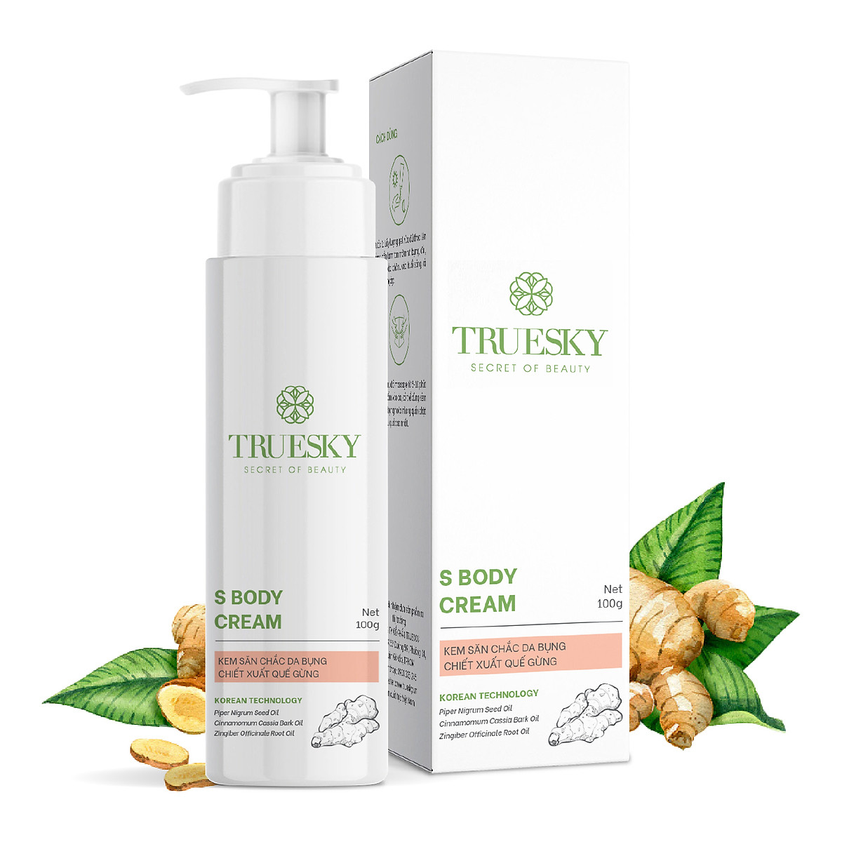 Kem tan mỡ bụng Truesky S Body Cream chiết xuất quế gừng an toàn và hiệu quả 100g