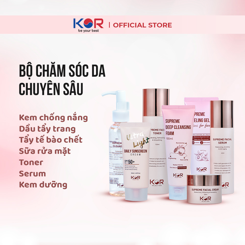 Trải nghiệm làn da căng bóng, mịn màng với bộ chăm sóc da chuyên sâu 7 sản phẩm KOR Hàn Quốc.