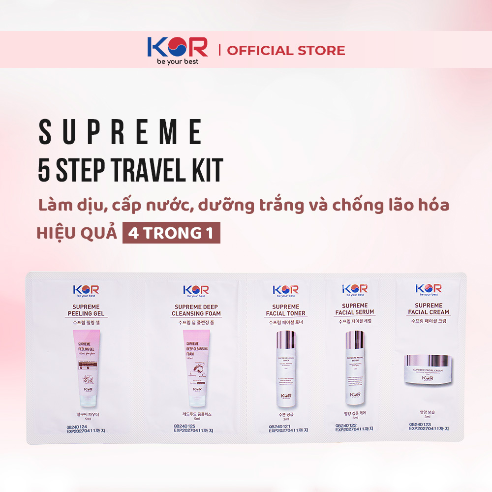 Bộ KOR Supreme 5 Step Travel Kit - Bộ mỹ phẩm du lịch KOR