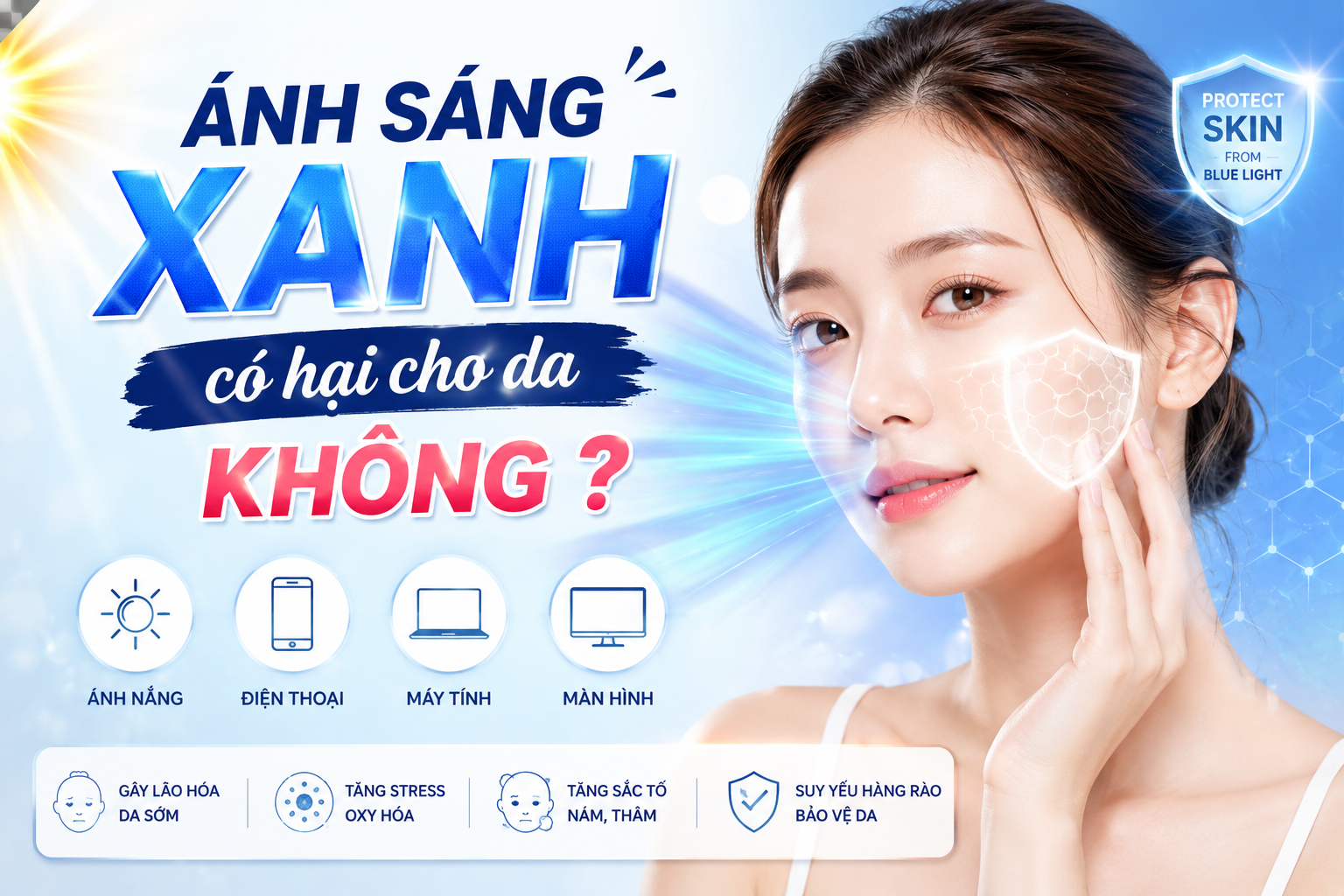 Ánh Sáng Xanh Có Hại Cho Da Không? Tác Động Và Cách Bảo Vệ Da