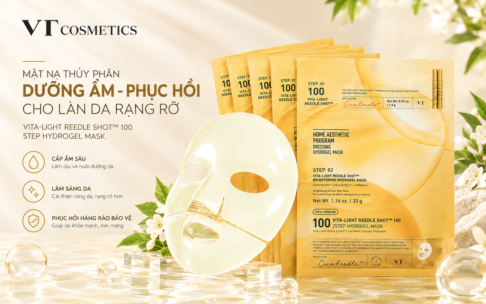 Review Mặt Nạ Hydrogel VITA-Light Reedle Shot 100