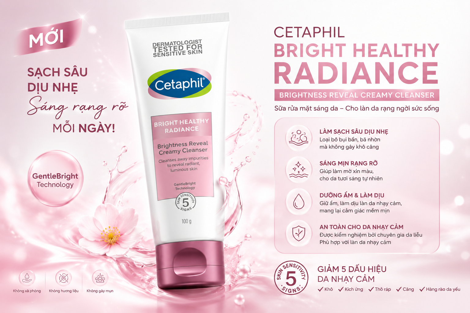 Review Sữa Rửa Mặt CETAPHIL Bright Healthy Radiance Cleanser