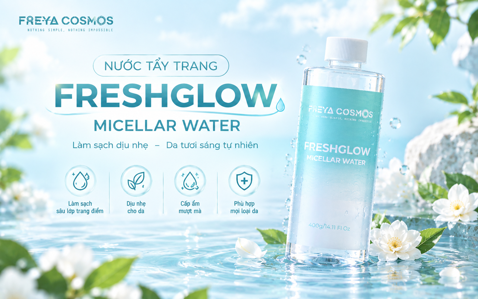 Review Nước Tẩy Trang Freya Cosmos FreshGlow Micellar Water