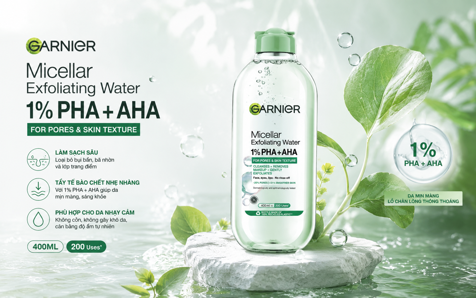 Review Nước Tẩy Trang Garnier Micellar Cleansing 1% PHA + AHA