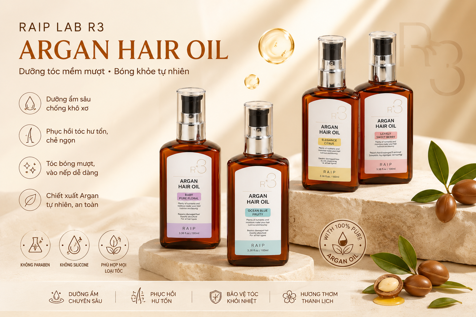Tinh Dầu Dưỡng Tóc RAIP LAB R3 Argan Hàn Quốc: Review Chi Tiết ?