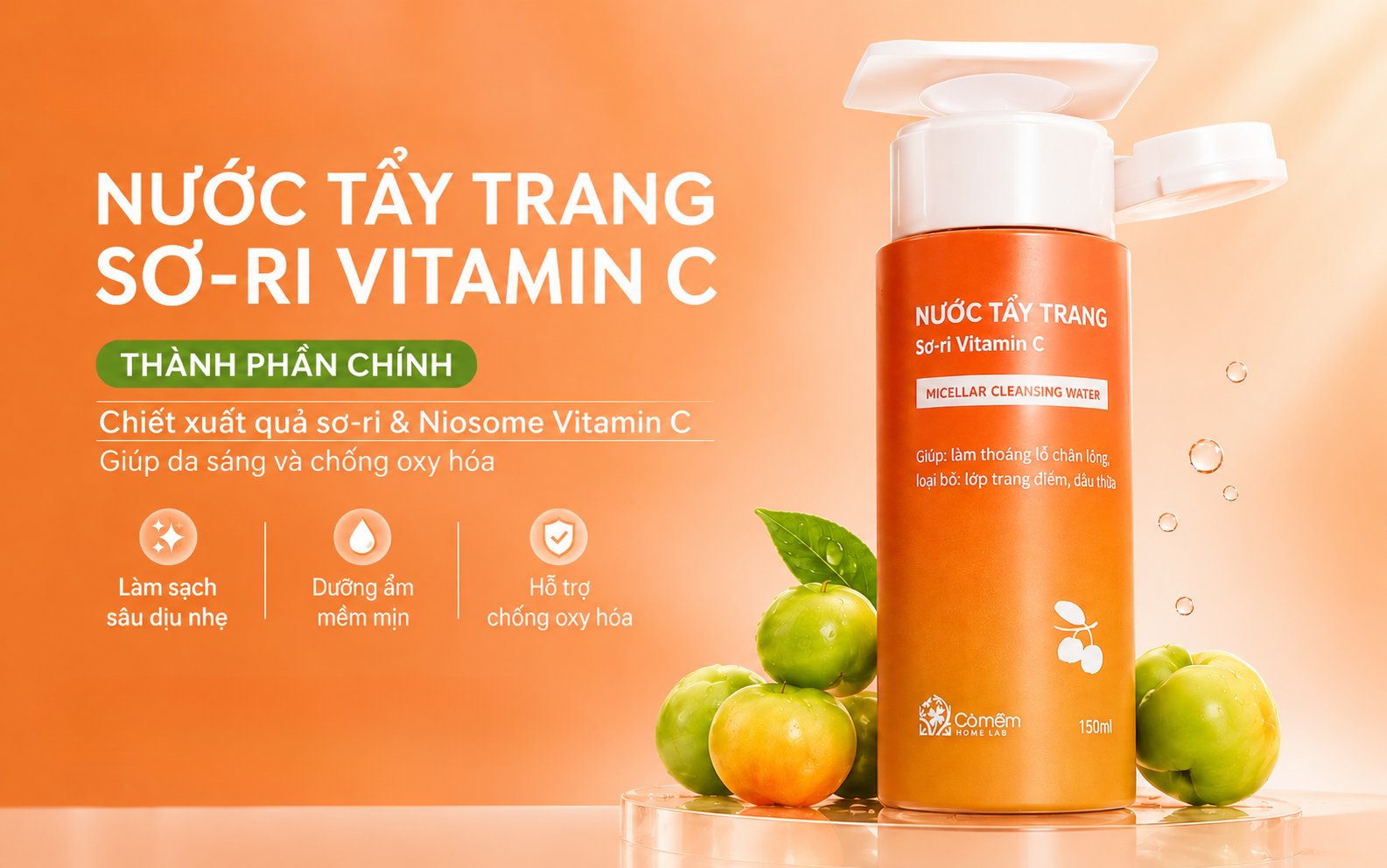 Review chi tiết nước tẩy trang Cỏ Mềm Sơ-ri Vitamin C