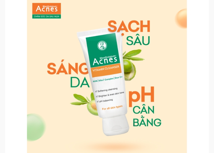 Review sữa rửa mặt Acnes Vitamin Cleanser có tốt không? Độ pH bao nhiêu?