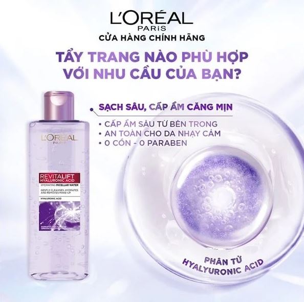 Review nước tẩy trang l'Oreal tím