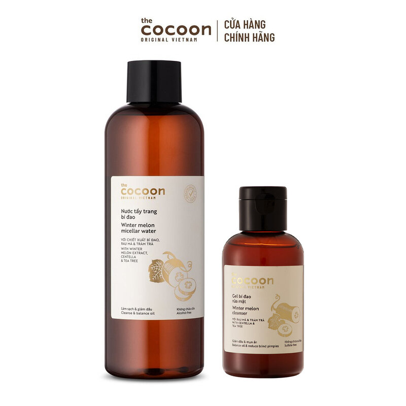 Bộ Đôi Cocoon Nước Tẩy Trang + Gel Rửa Mặt Chiết Xuất Bí Đao