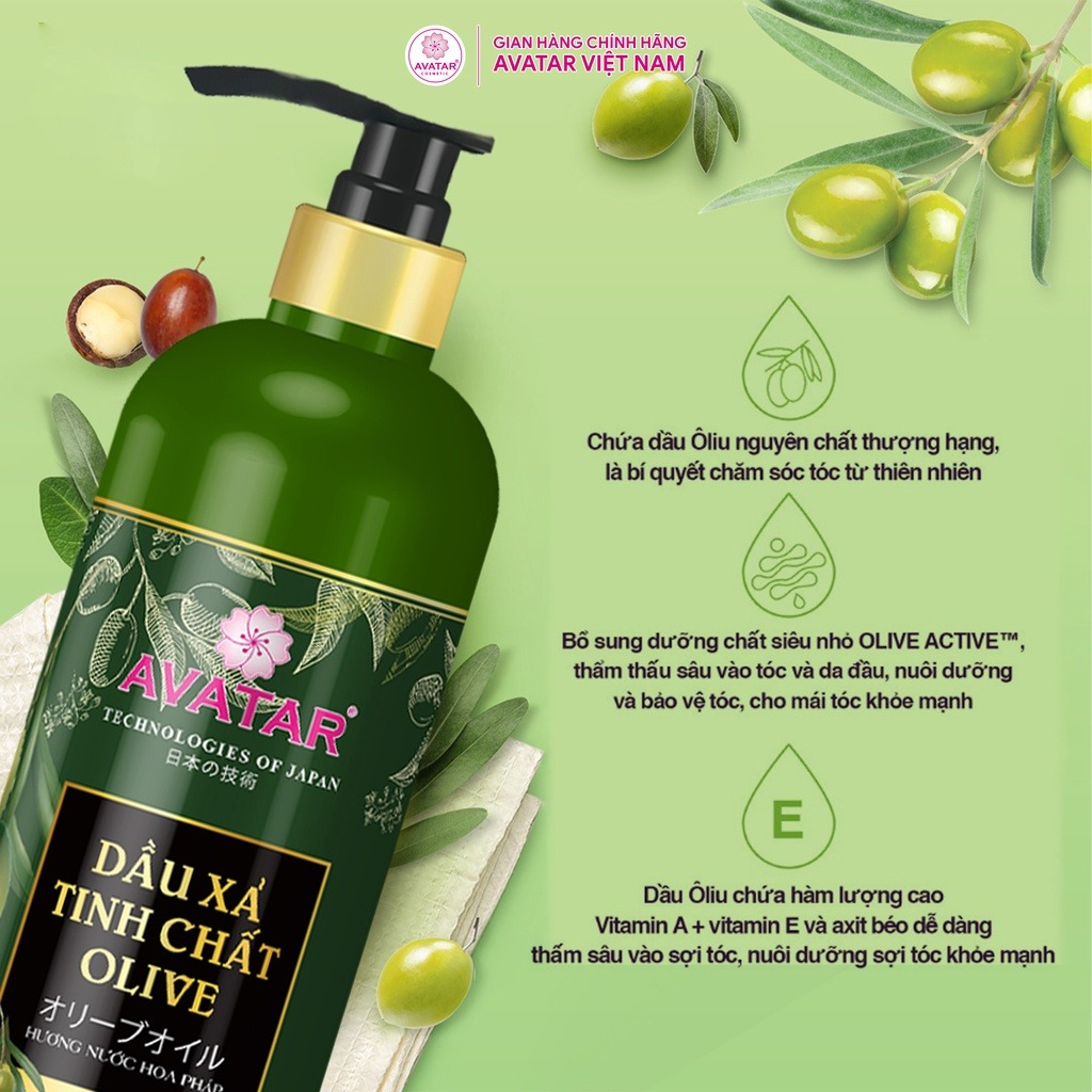 Dầu Xả Avatar Cao Cấp Tinh Chất Olive Giúp Tóc Bồng Bềnh Chắc Khỏe 800ml