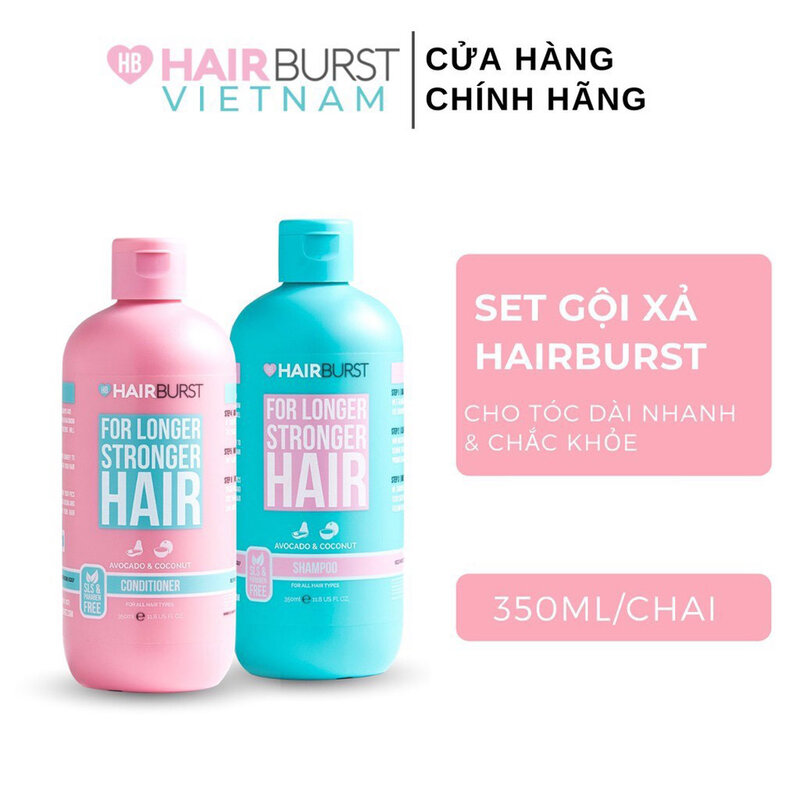 Bộ Gội Xả Hairburst Cho Tóc Dài Nhanh & Chắc Khoẻ 350mlx2