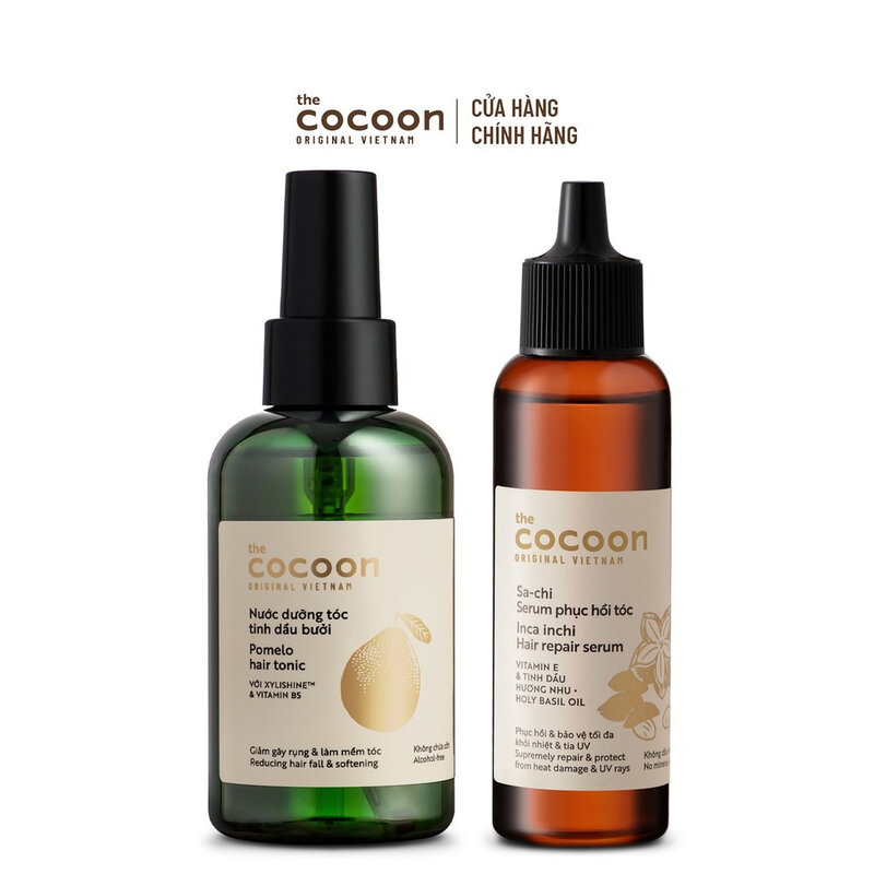 Combo Cocoon Nước Dưỡng Tóc Tinh Dầu Bưởi 140ml + Sa-Chi Serum Phục Hồi Tóc 70ml