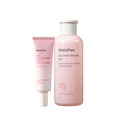Bộ đôi nâng tông và dưỡng sáng da hoa anh đào innisfree Jeju Cherry Blossom Skin-Fit Tone-up Cream SPF50+ PA+ & Skin