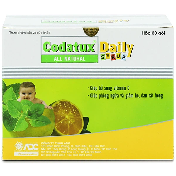 Dung dịch Codatux Syrup ADC hỗ trợ giảm ho, đau họng, long đờm (30 gói x 5ml)